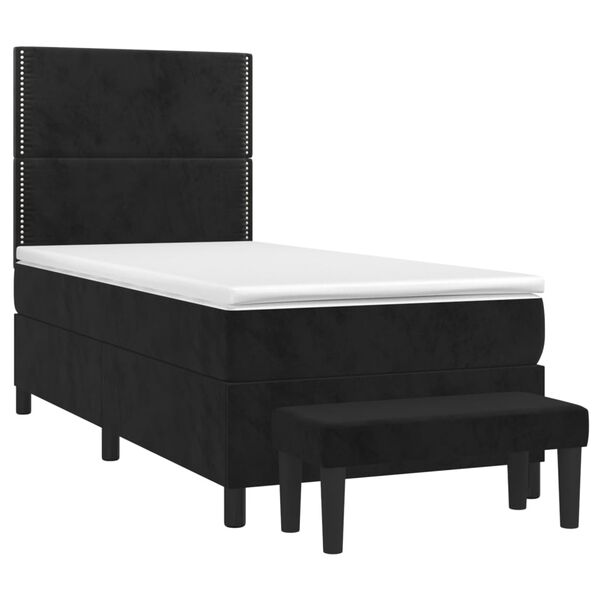 vidaXL Boxspringbett mit Matratze Schwarz 90x190 cm Samt