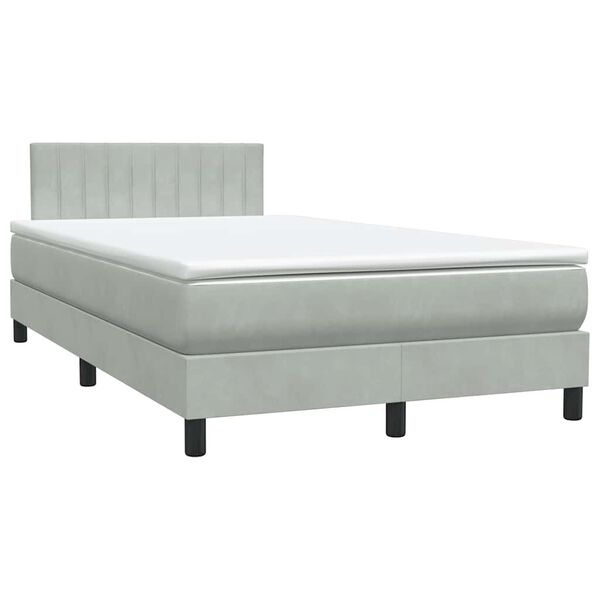 vidaXL Boxspringbett mit Matratze Hellgrau 120x220 cm Samt