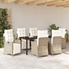 vidaXL Garten Essgruppe mit Kissen 7 pcs Beige Poly-Rattan