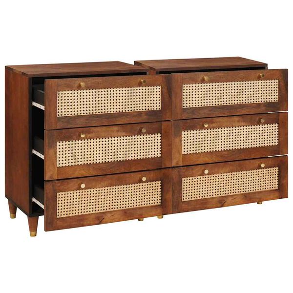 vidaXL Sideboard Set 2 pcs Braun 60 x 33,5 x 75 cm Massivholz Mango