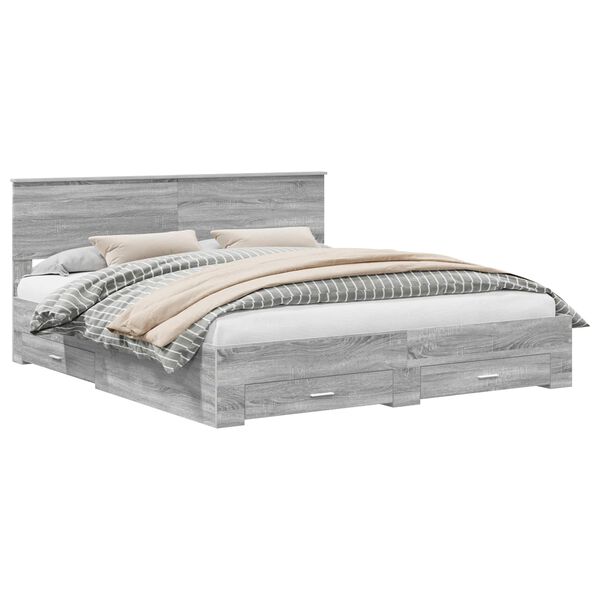 vidaXL Bettrahmen Graues Sonoma 200 x 200 cm Holzwerkstoff