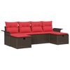 vidaXL Gartensofa-set 6 stk. Braun und Rot Poly-Rattan