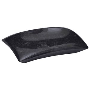 vidaXL Waschbecken Schwarz 50x35x10 cm Marmor