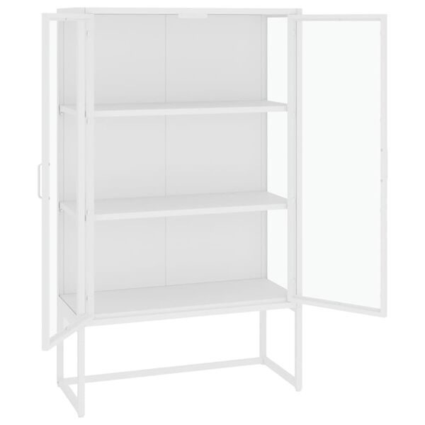 vidaXL Highboard Wei&szlig; 80x35x135 cm Stahl und Geh&auml;rtetes Glas