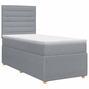 vidaXL Boxspringbett mit Matratze mit Kopfteil Hellgrau Einzeln Stoff