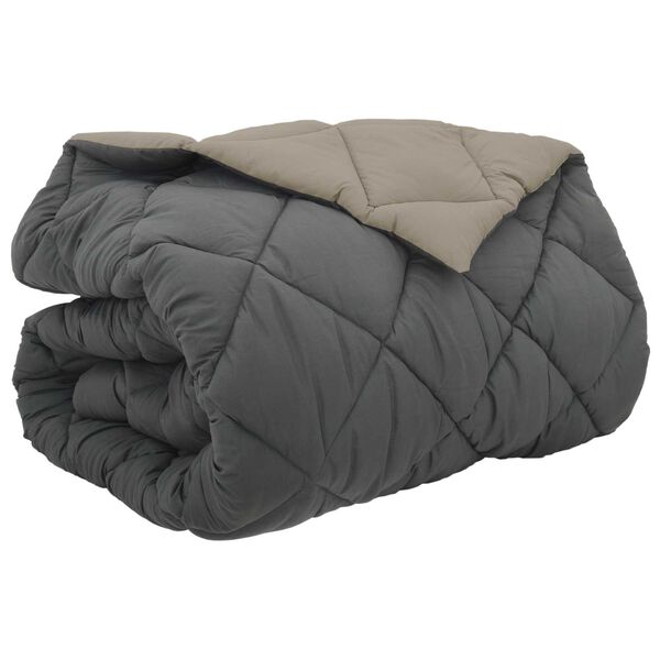 vidaXL Winterbettdecke Hellgrau und Anthrazit 220 x 260 cm Mikrofaser