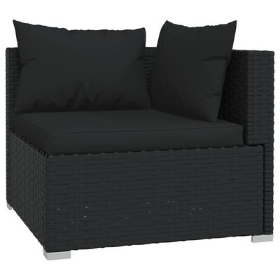 vidaXL 10-tlg. Garten-Lounge-Set mit Kissen Poly Rattan Schwarz