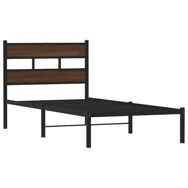 vidaXL Bettgestell ohne Matratze mit Kopfteil Braun Eiche 100x190 cm