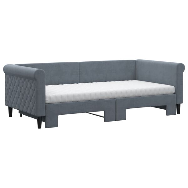 vidaXL Tagesbett Ausziehbar mit Matratzen Dunkelgrau 90x190 cm Samt