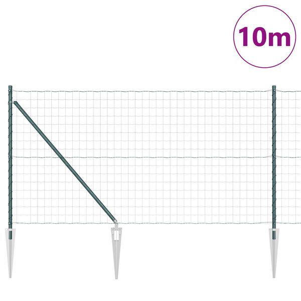 vidaXL Zaun mit Pfosten Gr&uuml;n 1 x 10 m Stahl