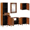 vidaXL Badezimmerm&ouml;bel-Set mit Regal 5 pcs Walnuss Massivholz Mango
