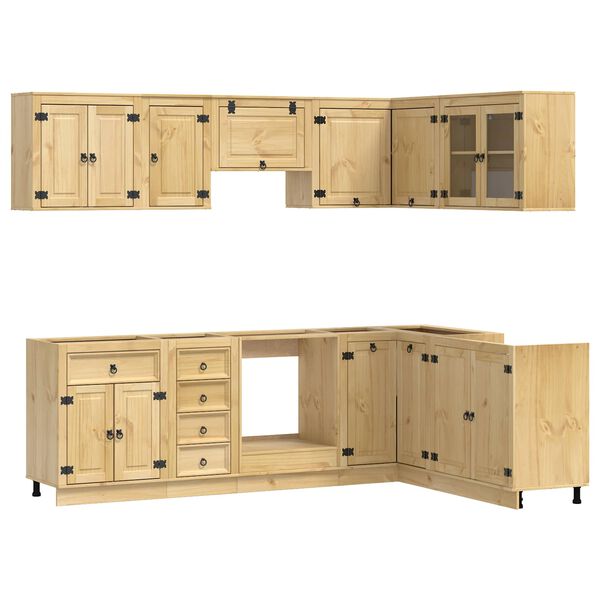 vidaXL Schrank mit Regal SKI 10 pcs Honigbraun Massives Kiefernholz