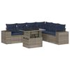 vidaXL 7-teiliges Gartensofa-Set mit Kissen, grau, Polyrattan