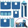 vidaXL Etagenbett mit Rutsche und Gardinen Blau 80x200 cm