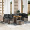 vidaXL Garten-Sofa-Set mit Kissen 9 pcs Grau Poly Rattan