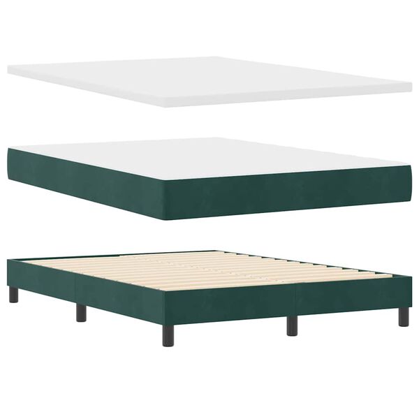 vidaXL Boxspringbett mit Matratze Dunkelgr&uuml;n 190 x 140 cm Samt