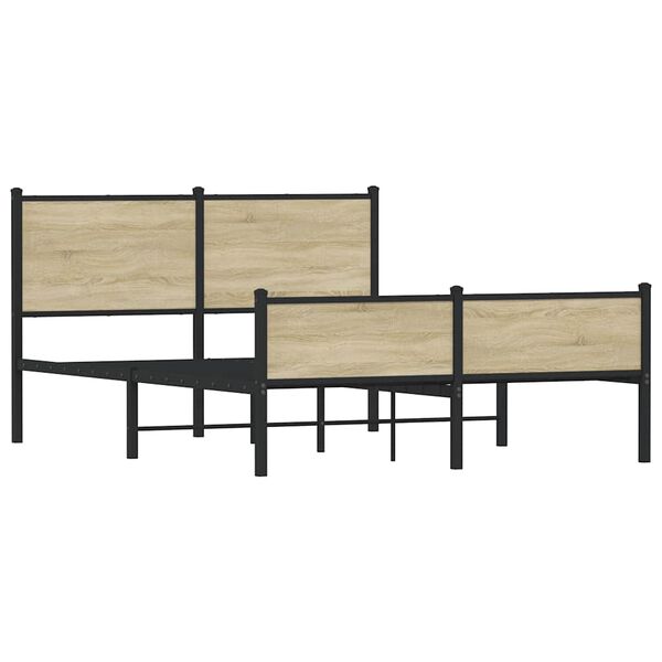 vidaXL Metallbett ohne Matratze Sonoma-Eiche 140x190 cm