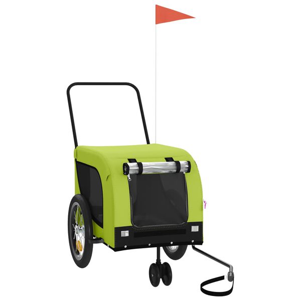 vidaXL Fahrradanh&auml;nger Hunde Gr&uuml;n und Schwarz Oxford-Gewebe & Eisen