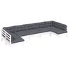 vidaXL 7-tlg. Garten-Lounge-Set mit Kissen Weiß Kiefer Massivholz