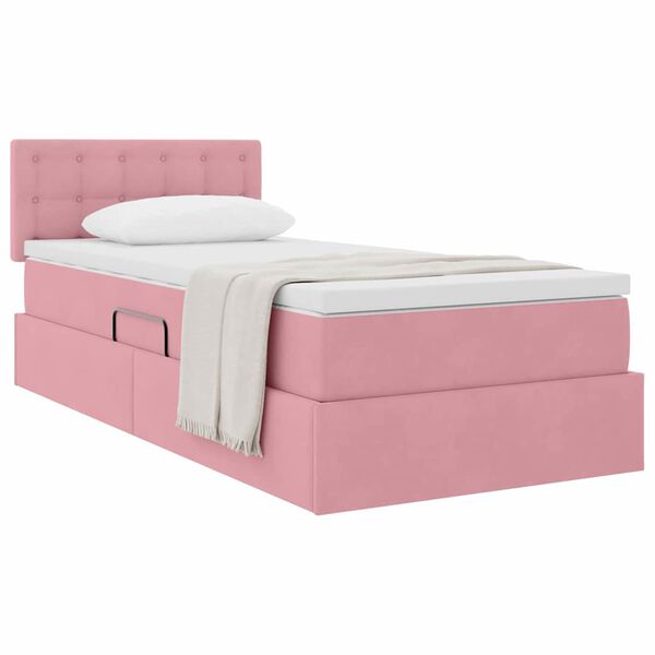 vidaXL Aufbewahrungsbett mit Matratze Rosa 90 x 200 cm Samt