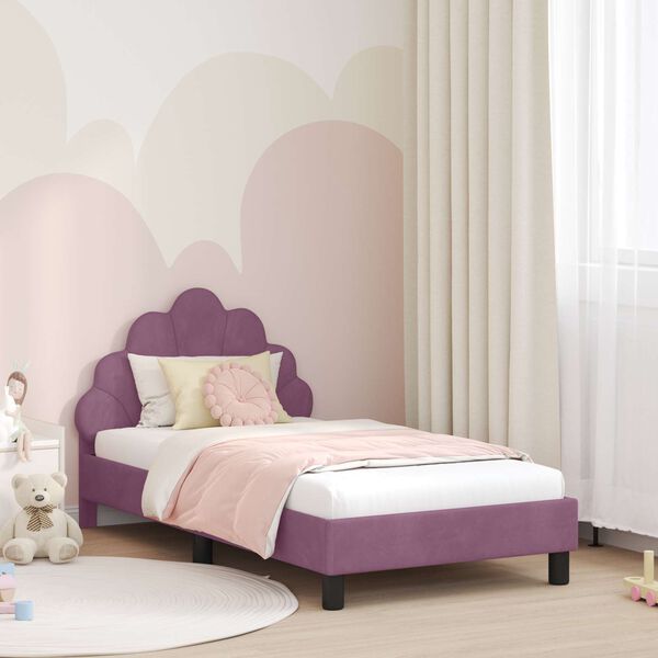 vidaXL Kinderbettgestell mit Kopfteil Lila 80 x 160 cm Samt