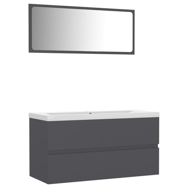 vidaXL Badm&ouml;bel-Set Grau Holzwerkstoff