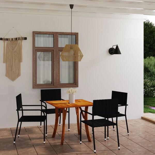 vidaXL 5-tlg. Garten-Essgruppe Schwarz