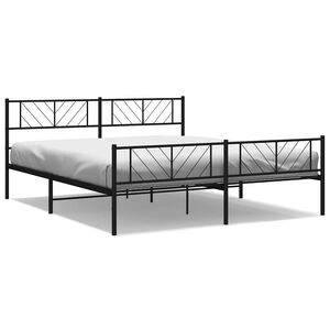 vidaXL Bettgestell mit Kopf- und Fu&szlig;teil Metall Schwarz 183x213 cm