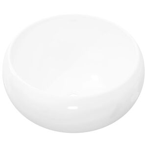 vidaXL Waschbecken Rund Keramik Wei&szlig; 40 x 15 cm