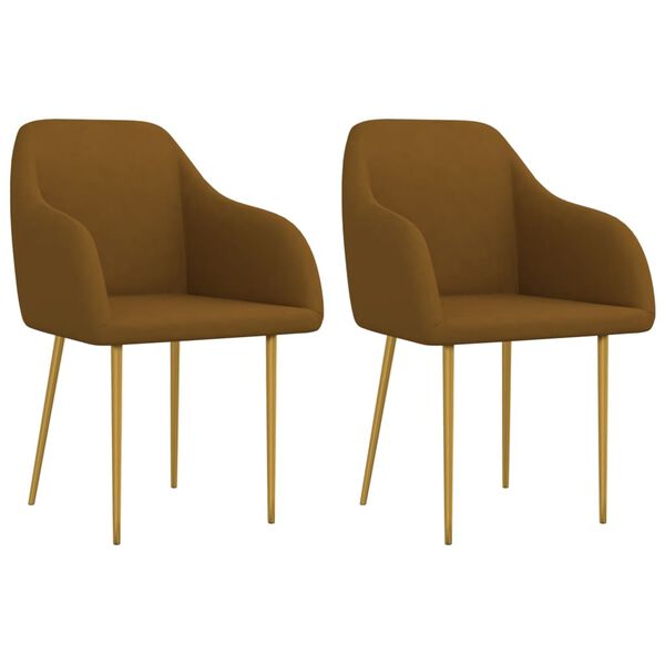 vidaXL Esszimmerst&uuml;hle 2 Stk. Braun Samt