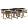 vidaXL 9-tlg. Garten-Essgruppe mit Kissen Beigemischung Poly Rattan