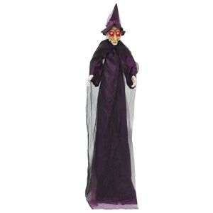 vidaXL H&auml;ngende Halloween sprechende Hexe Lila 216 x 125 cm Polyester