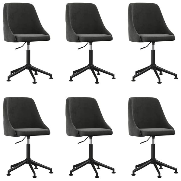 vidaXL Esszimmerst&uuml;hle 6 Stk. Dunkelgrau Samt