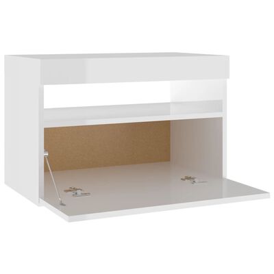 vidaXL Nachttisch mit LED-Leuchten Hochglanz-Weiß 60x35x40 cm