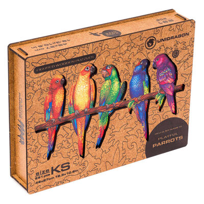 UNIDRAGON 291-tlg. Holzpuzzle Playful Parrots King Size 49x27 cm