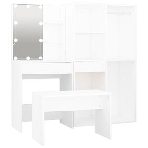vidaXL Schminktisch-Set mit LED Wei&szlig; Holzwerkstoff