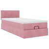 vidaXL Ottoman-Bett mit Matratze & LEDs Rosa 90x190 cm Samt
