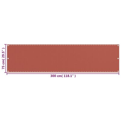 vidaXL Balkon-Sichtschutz Terracotta-Rot 75x300 cm HDPE