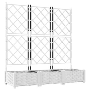 vidaXL Garten-Pflanzgef&auml;&szlig; 3 stk. Wei&szlig; 120 x 40 x 125,5 cm PP
