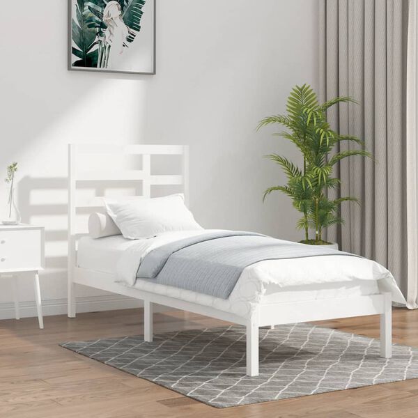 vidaXL Massivholzbett Wei&szlig; 90x190 cm