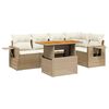 vidaXL 6-tlg. Garten-Sofagarnitur mit Kissen Beige Poly Rattan