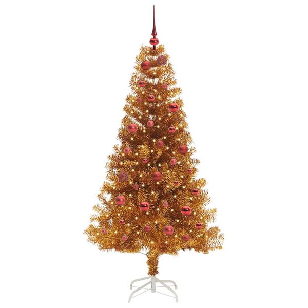 vidaXL Weihnachtsbaum mit 150 LEDs mit St&auml;nder Gold 150 cm PET