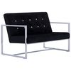 vidaXL 2-Sitzer-Sofa mit Armlehnen Schwarz Chrom und Samt
