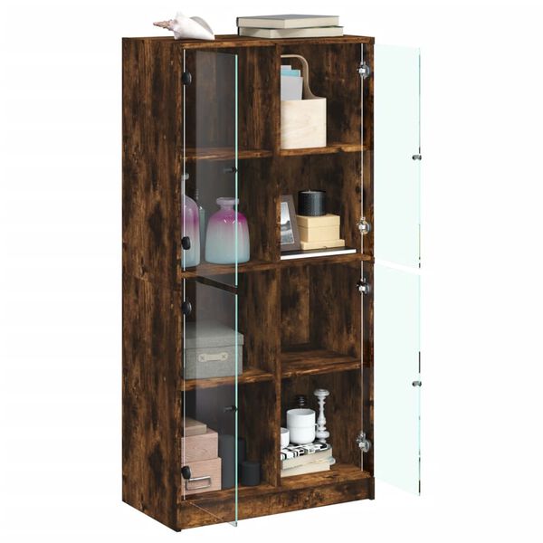 vidaXL Highboard mit T&uuml;ren R&auml;uchereiche 68x37x142 cm Holzwerkstoff