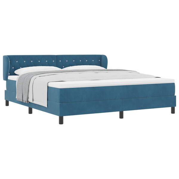 vidaXL Boxspringbett mit Matratze Dunkelblau 180 x 200 cm Samt