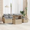 vidaXL Garten-Sofa-Set mit Kissen mit Speicher 6 pcs Beige Poly Rattan