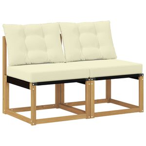 vidaXL 2 stk. Outdoor Mittelsofa Massivholz Akazie und Textilene Stoff