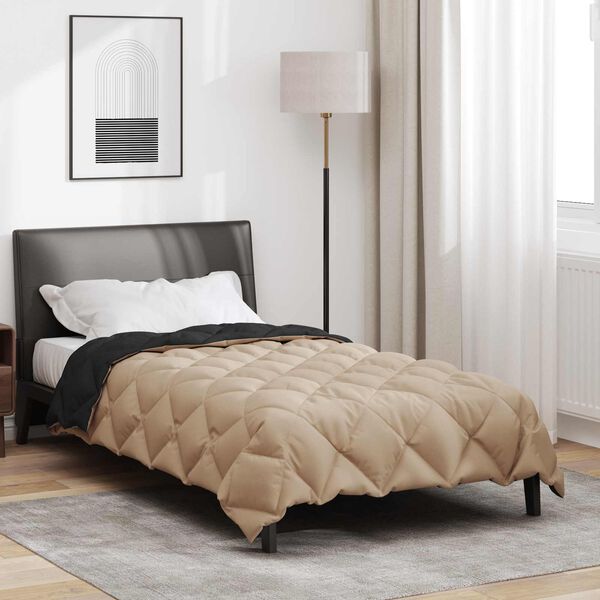 vidaXL Winterbettdecke Schwarz und Taupe 220 x 135 cm Mikrofaser