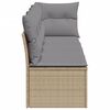 vidaXL Gartensofa mit Kissen 4-Sitzer Beige Poly Rattan