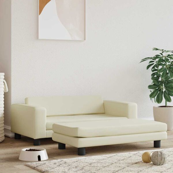 vidaXL Hundebett mit Verlängerung Creme 100x50x30 cm Kunstleder